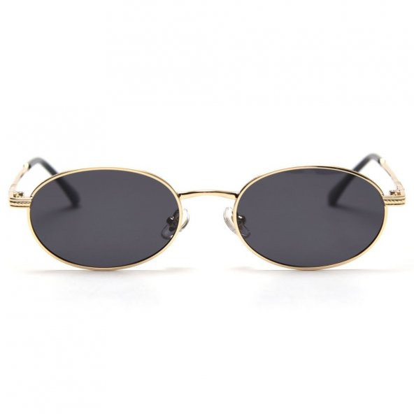 Oval Güneş Gözlüğü  Sarı Çerçeve Siyah Cam Unisex - 3
