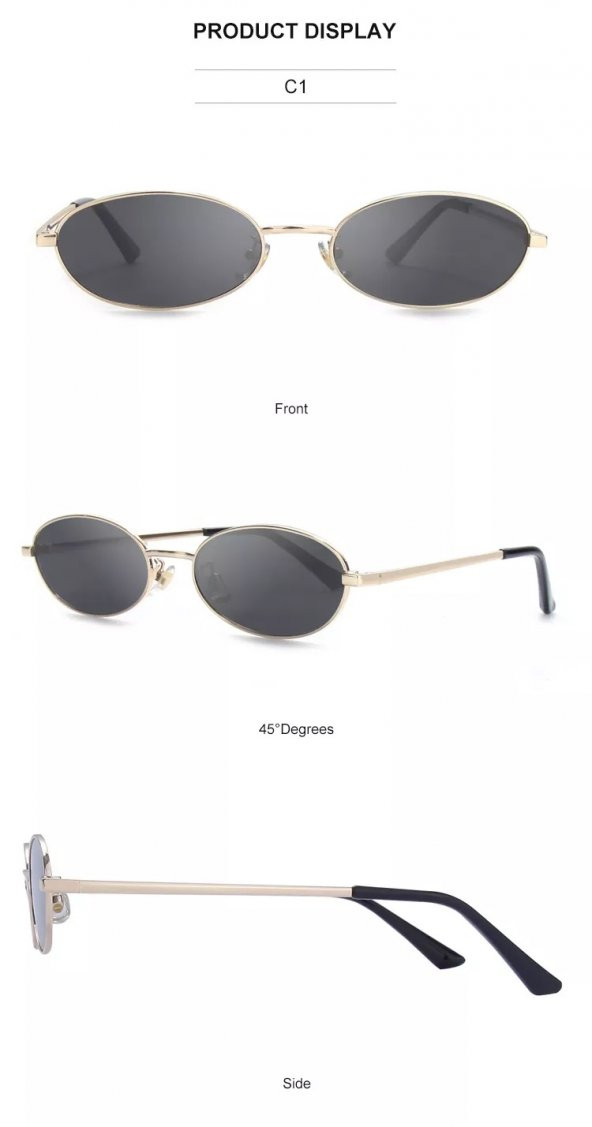 Oval Güneş Gözlüğü  Sarı Çerçeve Siyah Cam Unisex - 4