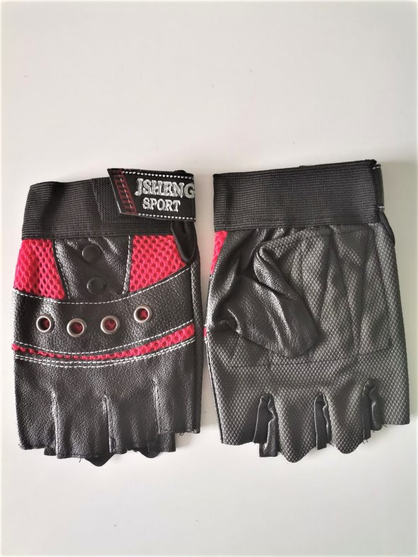 Kırmızı Deri Kesik Eldiven Kaydırmaz Avuç İçi - 3