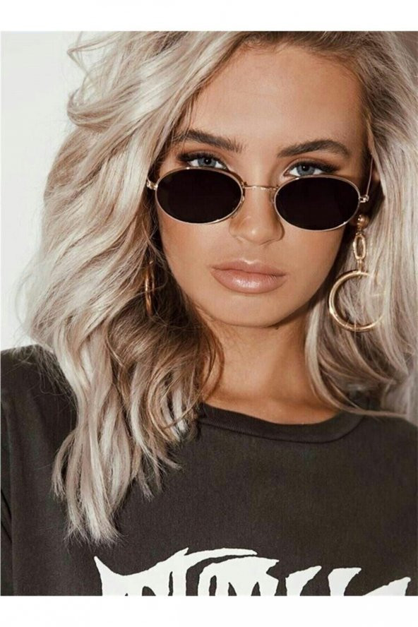 Oval Güneş Gözlüğü  Sarı Çerçeve Siyah Cam Unisex - 5