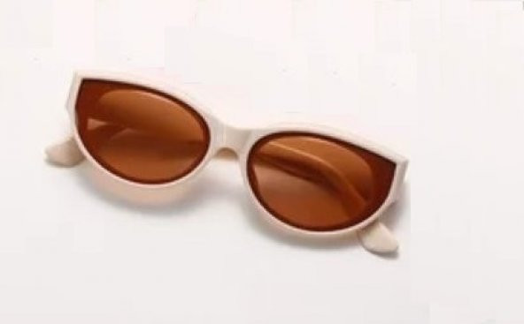 Cat Eye Bayan Oval Güneş Gözlüğü Beyaz Güneş Gözlüğü - 6