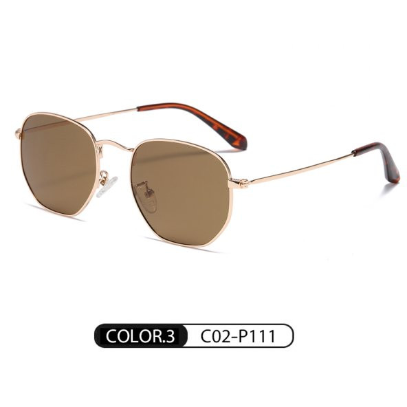 Güneş Gözlüğü Beşgen Sarı Çerçeve Kahverengi Cam Unisex - 6