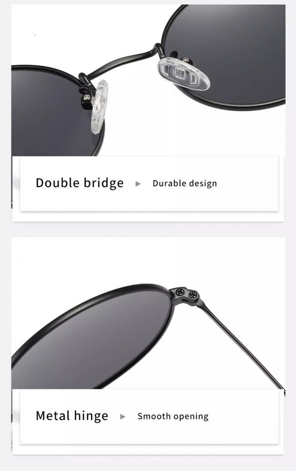 Oval Güneş Gözlüğü  Sarı Çerçeve Siyah Cam Unisex - 12