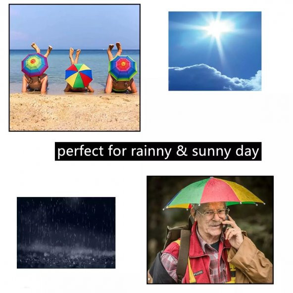 Kafa Şemsiyesi Yeşil Yazlık Plaj Güneş Şemsiyesi Unisex - 11