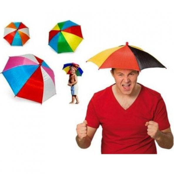 Şapka Şemsiye Lastikli Plaj Şemsiyesi Güneş Koruyucu Baş Şemsiye