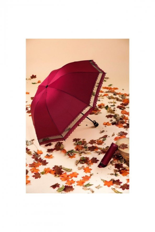 Marlux Bordo Dantelli Kadın Şemsiye - 2