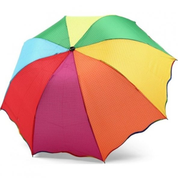 Marlux Rüzgara Dayanıkl Gök Kuşagı Desenli Bayan Şemsiye Katlamalı Rüzgar Korumalı - 2