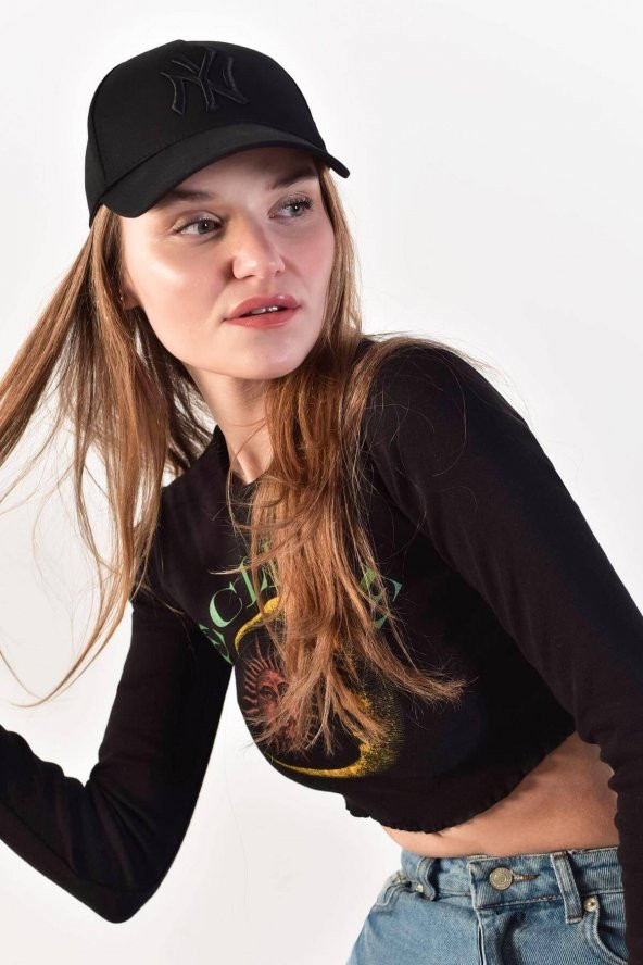 SUVE NY NAKIŞLI KADIN KEP SİYAH - 3