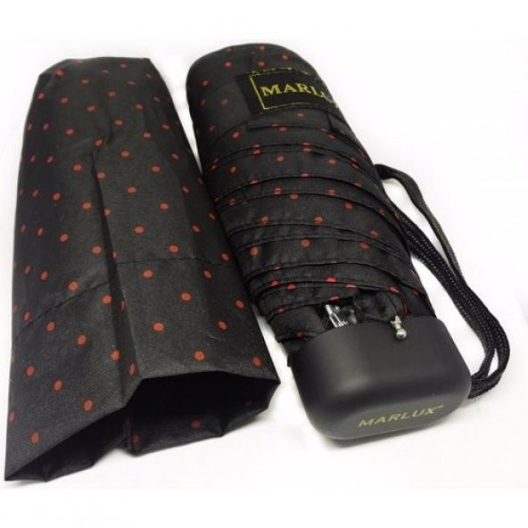 Marlux Mini Cep  Bayan Şemsiye, Kırmızı Puanteli  17 cm, Ultra Mini Şemsiye - 3