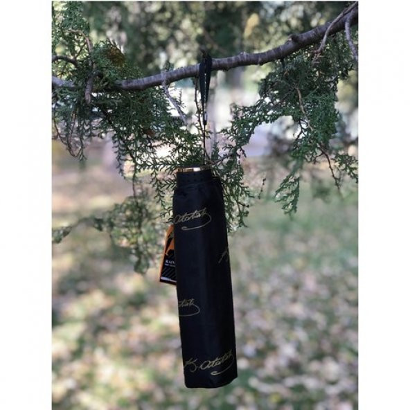 Rüzgarda Kırılmayan Mustafa Kemal Atatürk Imzalı Siyah Kadın Şemsiye - 4