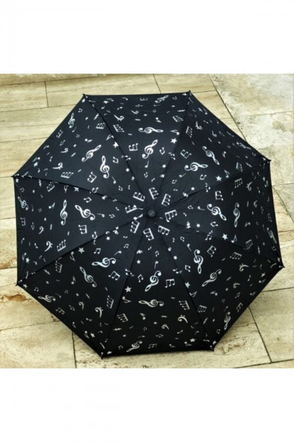 Müzik Notalı Siyah Şemsiye - 2