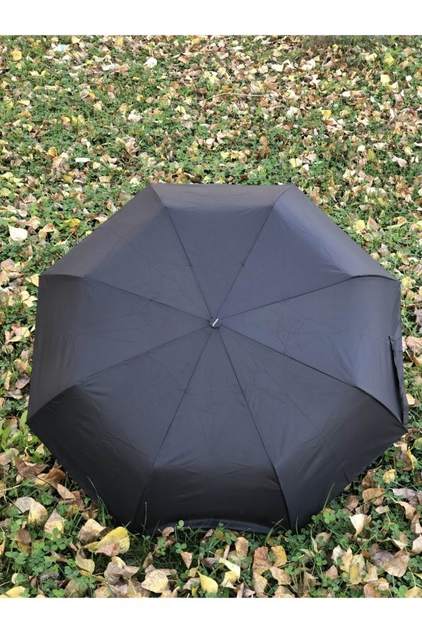 Rüzgarda Kırılmayan Uzun Ömürlü Tam Otomatik Açılır Kapanır Düz Siyah Erkek Şemsiye - 2