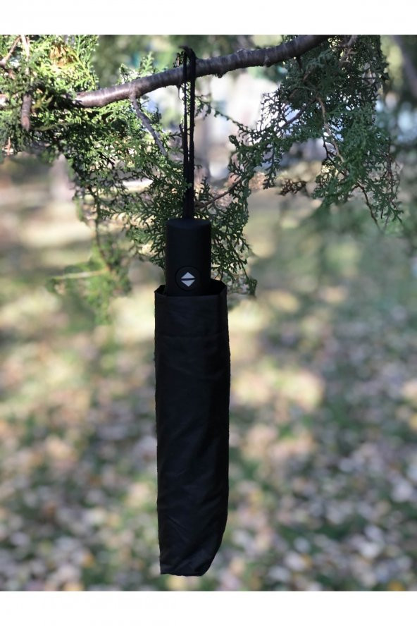 Rüzgarda Kırılmayan Uzun Ömürlü Tam Otomatik Açılır Kapanır Düz Siyah Erkek Şemsiye - 4