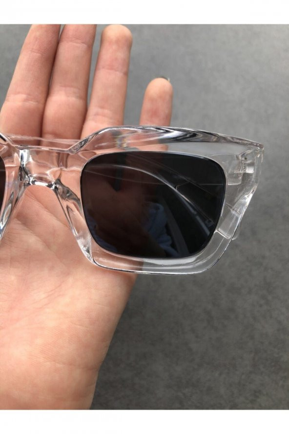 Cat Eye Kristal Şeffaf Kadın Güneş Gözlüğü ürün görseli 1