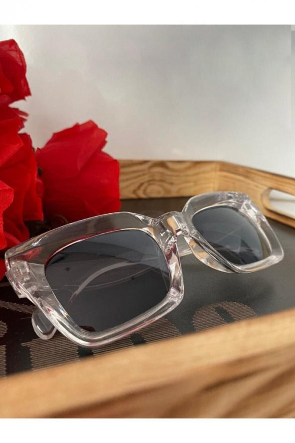 Cat Eye Kristal Şeffaf Kadın Güneş Gözlüğü - Resim 3