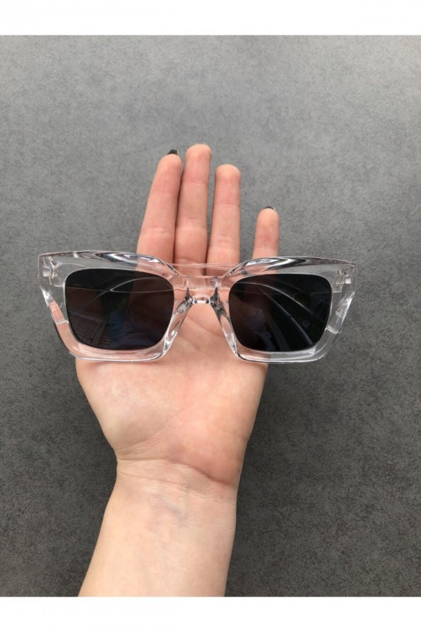 Cat Eye Kristal Şeffaf Kadın Güneş Gözlüğü - Resim 7