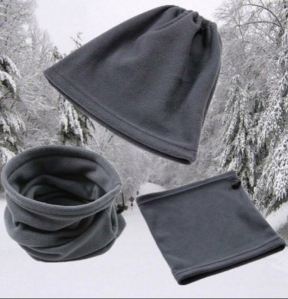 Erkek Kırmızı Polar Boyunluk Bere - 9