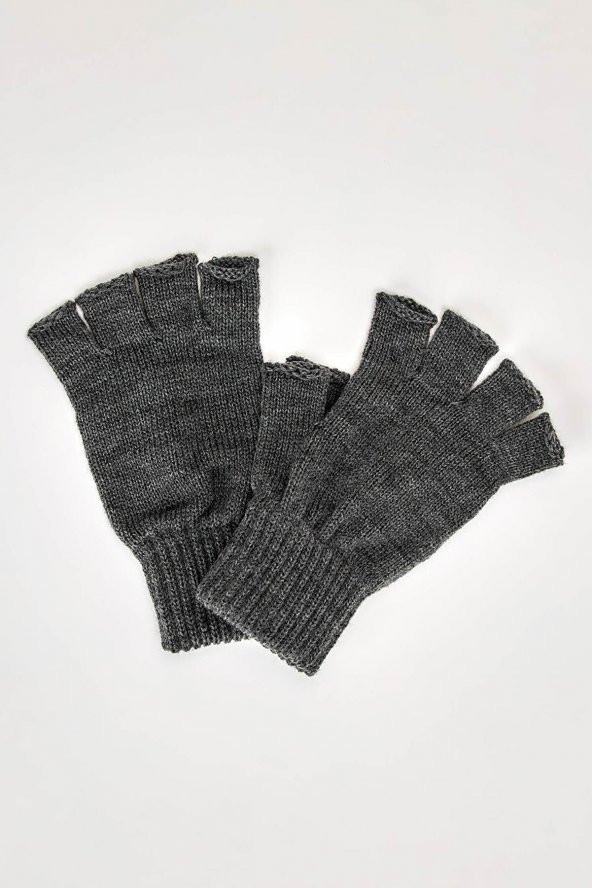 Antrasit Unisex Triko Kesik Eldiven - 2