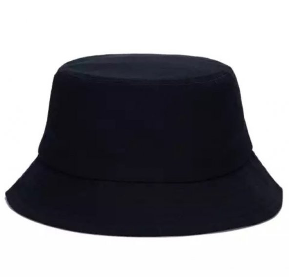 Düz Siyah Kova Şapka Balıkçı Şapka Bucket Hat - 4