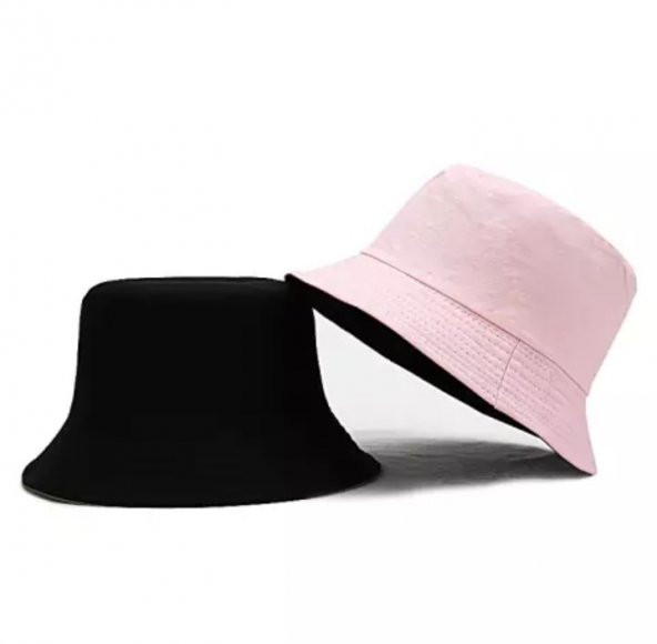 Düz Siyah Kova Şapka Balıkçı Şapka Bucket Hat - 5