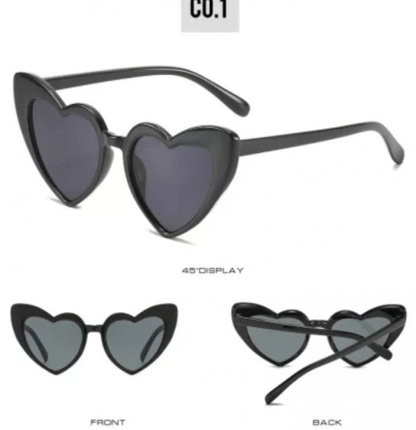 Kalp Çerçeve Güneş Gözlüğü Cat Eye Kalp Gözlük - 6