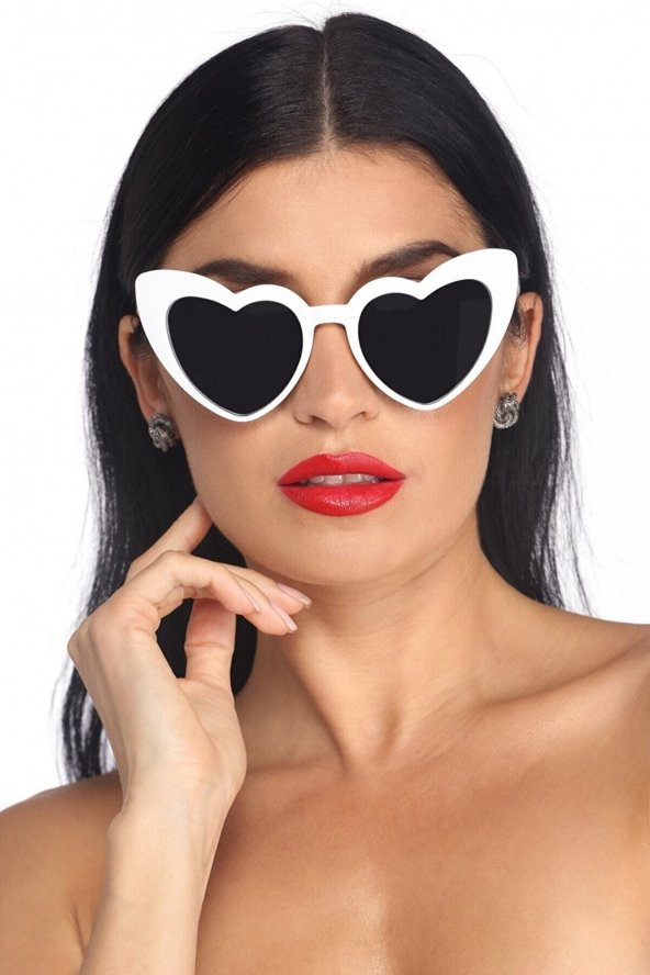 Kalp Çerçeve Güneş Gözlüğü Cat Eye Kalp Gözlük - 10