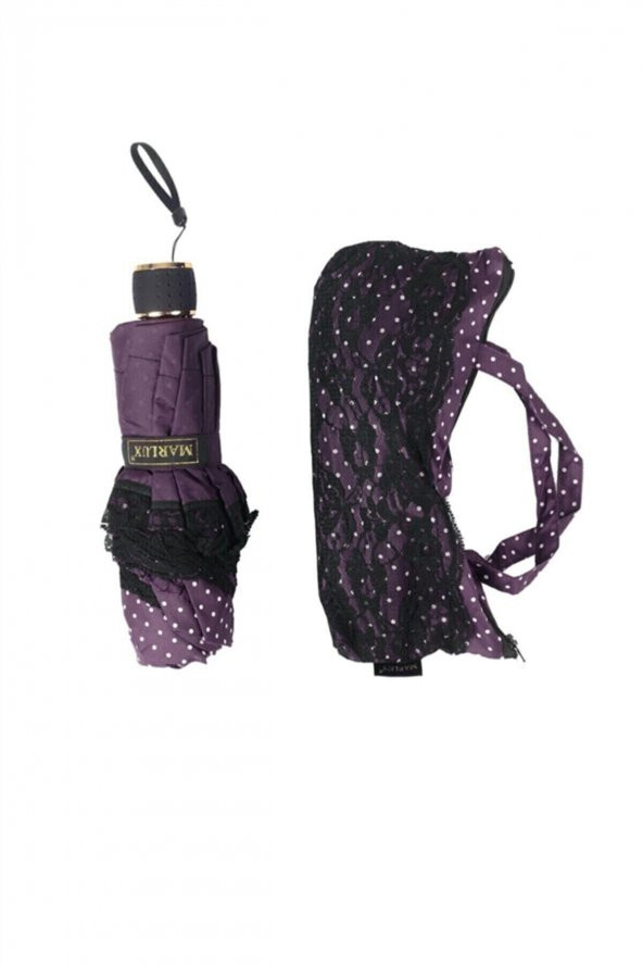 Lüx Kırılmaz Özel Iskelet Fırfırlı Puantiyeli Şemsiye - 3