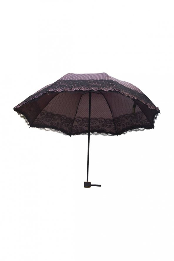 Lüx Kırılmaz Özel Iskelet Fırfırlı Puantiyeli Şemsiye - 5