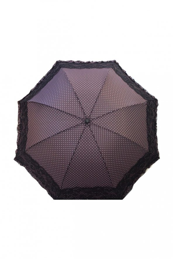 Lüx Kırılmaz Özel Iskelet Fırfırlı Puantiyeli Şemsiye - 6