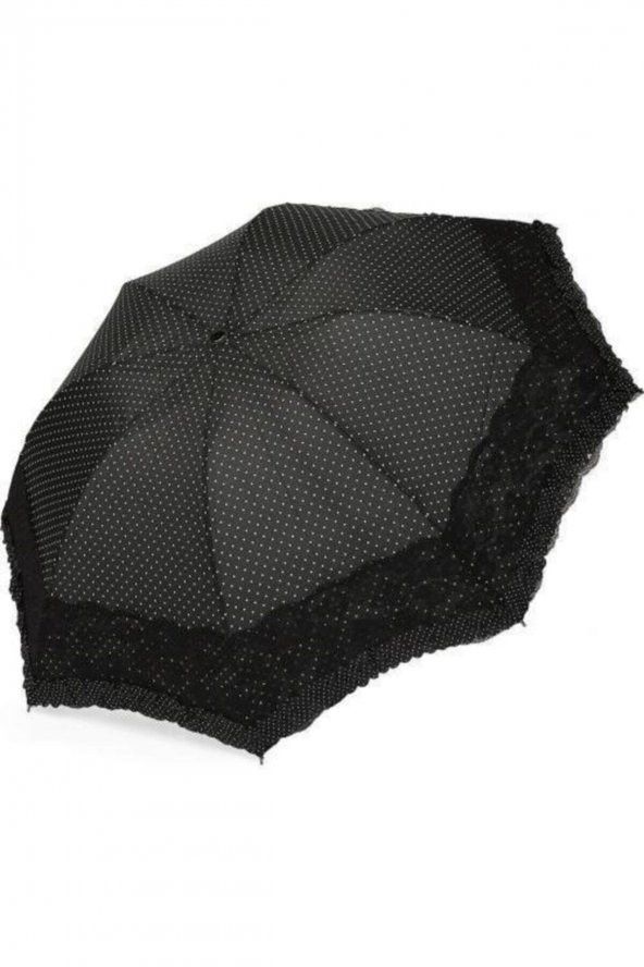 Lüx Kırılmaz Özel Iskelet Fırfırlı Puantiyeli Şemsiye - 10