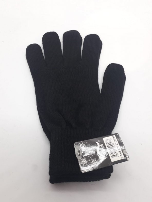 Kaliteli Triko Erkek Siyah Örgü  Eldiven - 3