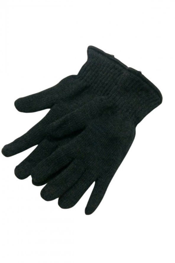 Kaliteli Triko Erkek Siyah Örgü  Eldiven - 6
