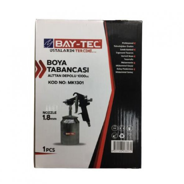 Bay-Tec MK1301 Boya Tabancası Alttan Depolu 1000cc 1.8mm Nozzle - 4