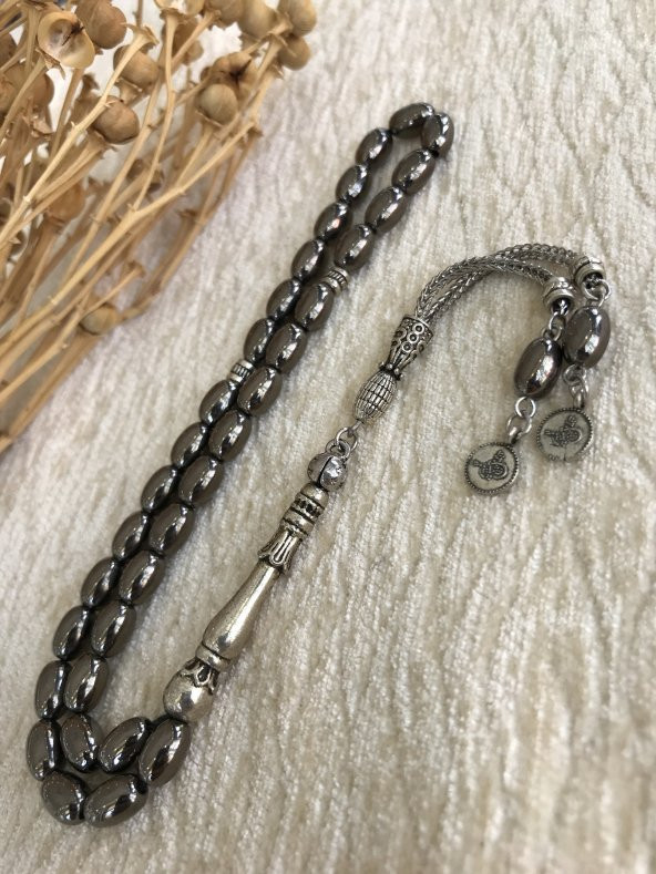 Hematit Taşlı Beyzi Kesim Doğal Tesbih