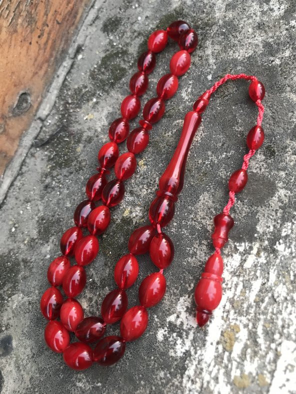 Yoğun Hareli Sistem Püsküllü Toz Kehribar Tespih - 2