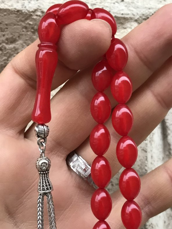 Vişne Çürüğü Tonunda Beyzi Kesim Toz Kehribar Tesbih - 3