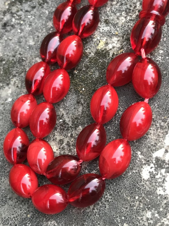 Yoğun Hareli Sistem Püsküllü Toz Kehribar Tespih - 3