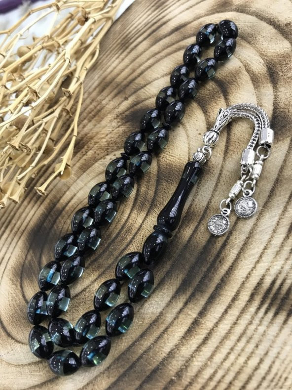 Sürmeli Su Yeşili Toz Kehribar Tesbih