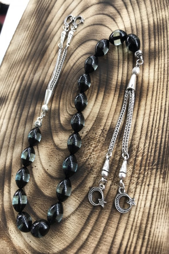 Sürmeli Model Su Yeşili Tonda Toz Kehribar Zaza Tesbih - 3