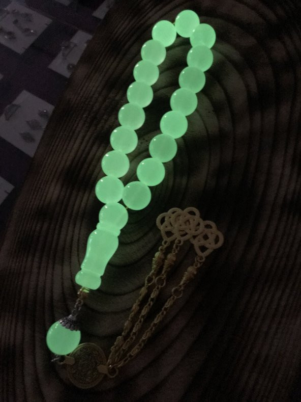 Maskot Boyda 17 li Karanlıkta Parlayan Kedi Gözü Tesbih - 2