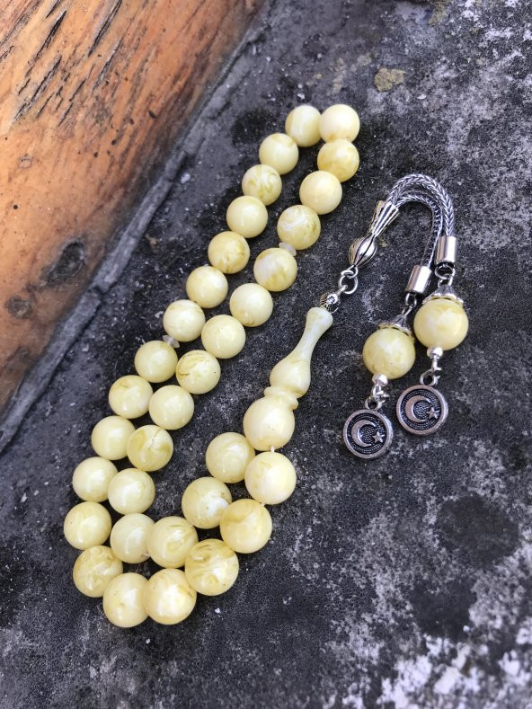 Beyrut Damlası Küre Kesim Model Toz Kehribar Tespih - 2