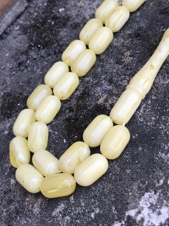 Yoğun Hareli Beyrut Damlası Kapsül Kesim Toz Kehribar Tesbih - 3