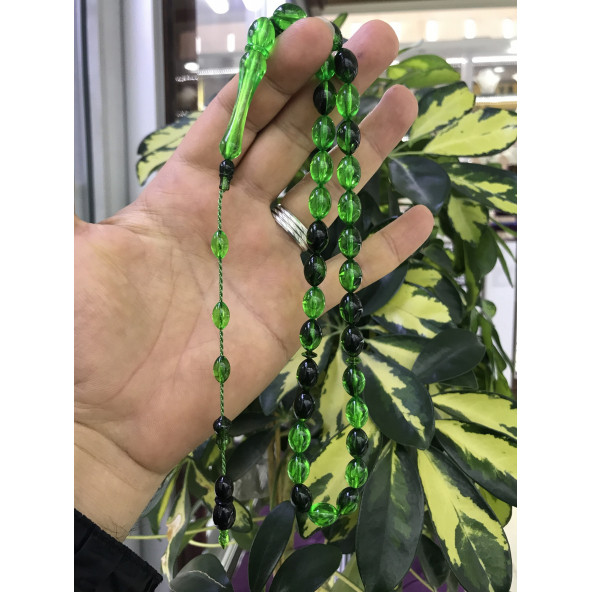 Sürmeli Model Yeşil Tonda Toz Kehribar Tesbih - 2