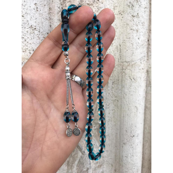 Sürmeli Model Mavi Tonda Toz Kehribar Tesbih - 2