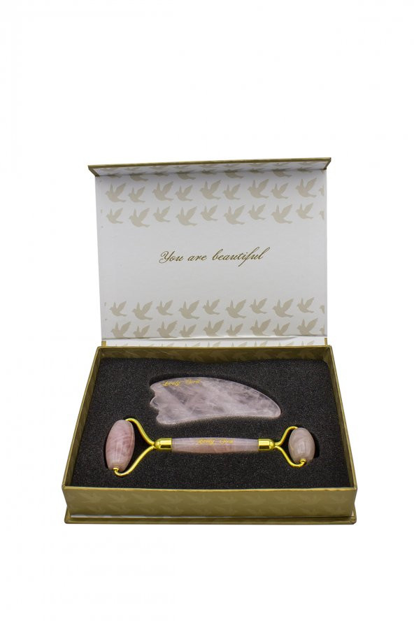Lovelybird Kuvars Roller Ve Gua Sha Taşı 100 dogal Taş