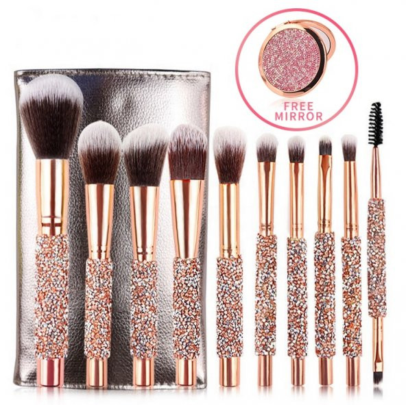 Özel Rose Çantalı Makyaj Fırça Seti - 2