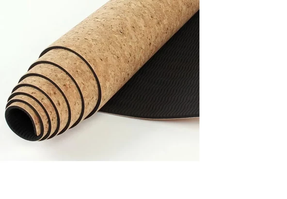 MANTAR YOGA MATI DOĞAL KAĞUCUK  ÜZERİ MANTAR KAPLAMA 61X161 CM 5 MM KALINLIK - Resim 2