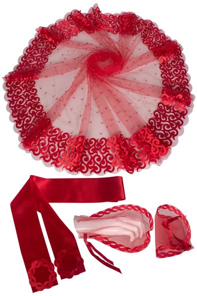 Kına Gecesi Sıla Laser Çiçekli İncili 3D Duvak Kemerli - Resim 5