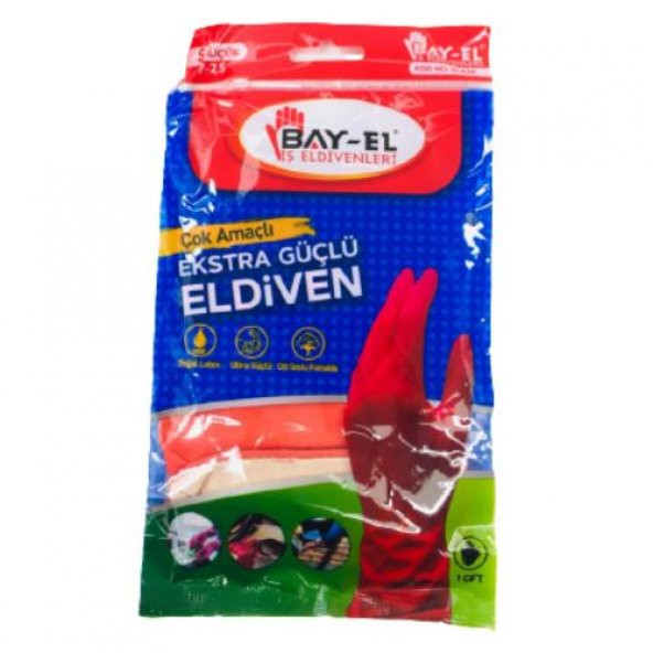 Bay-El EL434 İş Bulaşık Temizlik Eldivenleri Latex S 7,75 30Çift - 2