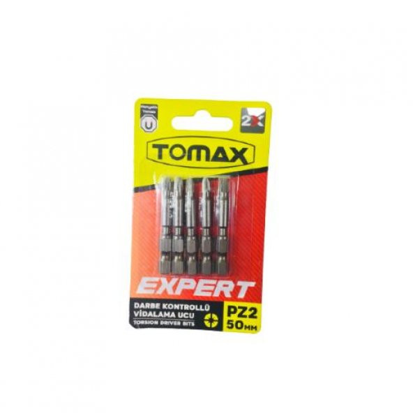 Tomax Pz2x50 Darbe Kontrollü Yıldız Bits Vidalama Ucu 5'Li 50Mm